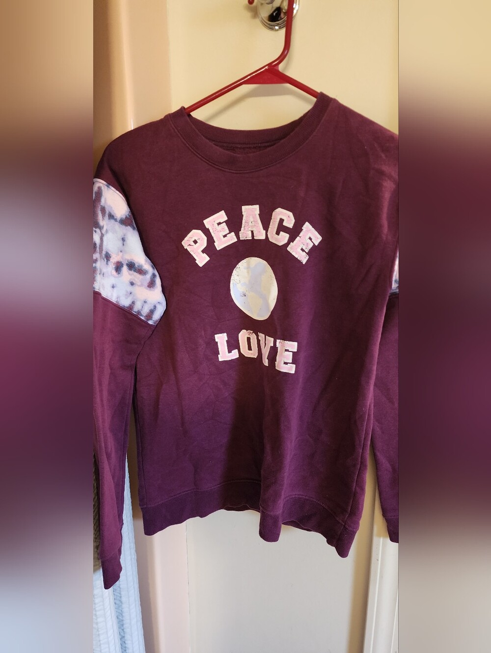SO Burgundy Sweatshirt with Tie-Dye Sleeve Accents